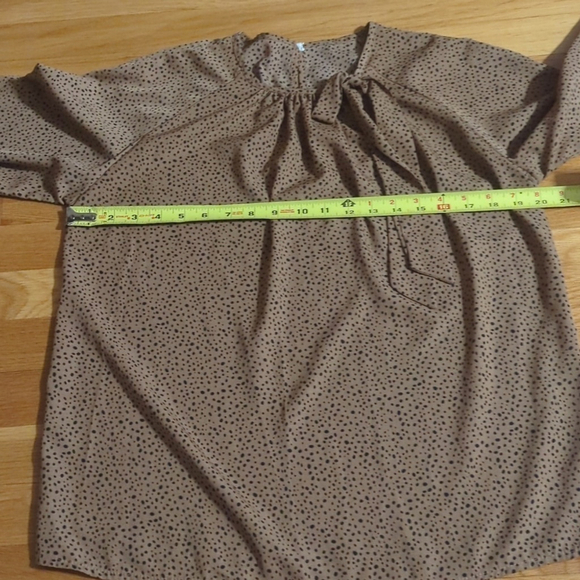 Shein tie neck dotted long sleeve blouse medium - Picture 3 of 6